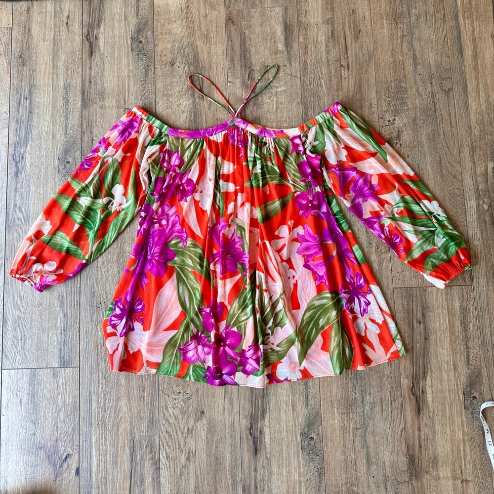 INC Vibrant Orange, Magenta and Olive Top